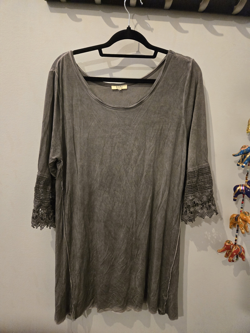 Kori Gray Crochet-Trim Scoop Neck Midi Dress